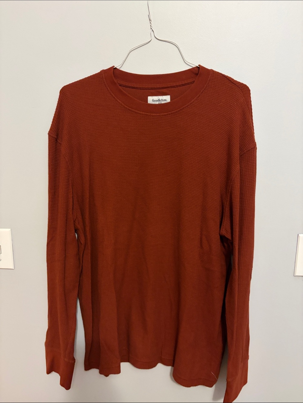 Goodfellow & Co Men's Rust Orange Crewneck Waffle Knit Pullover